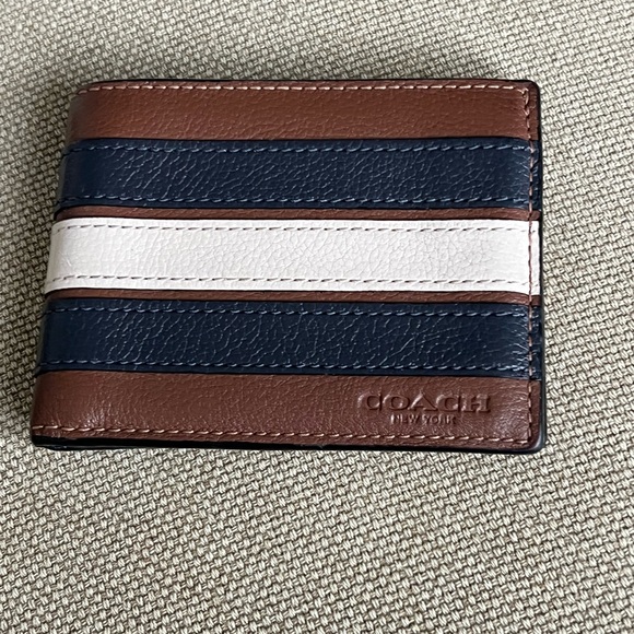 Coach Men's Tricolor Leather Card Holder - Picture 1 of 4